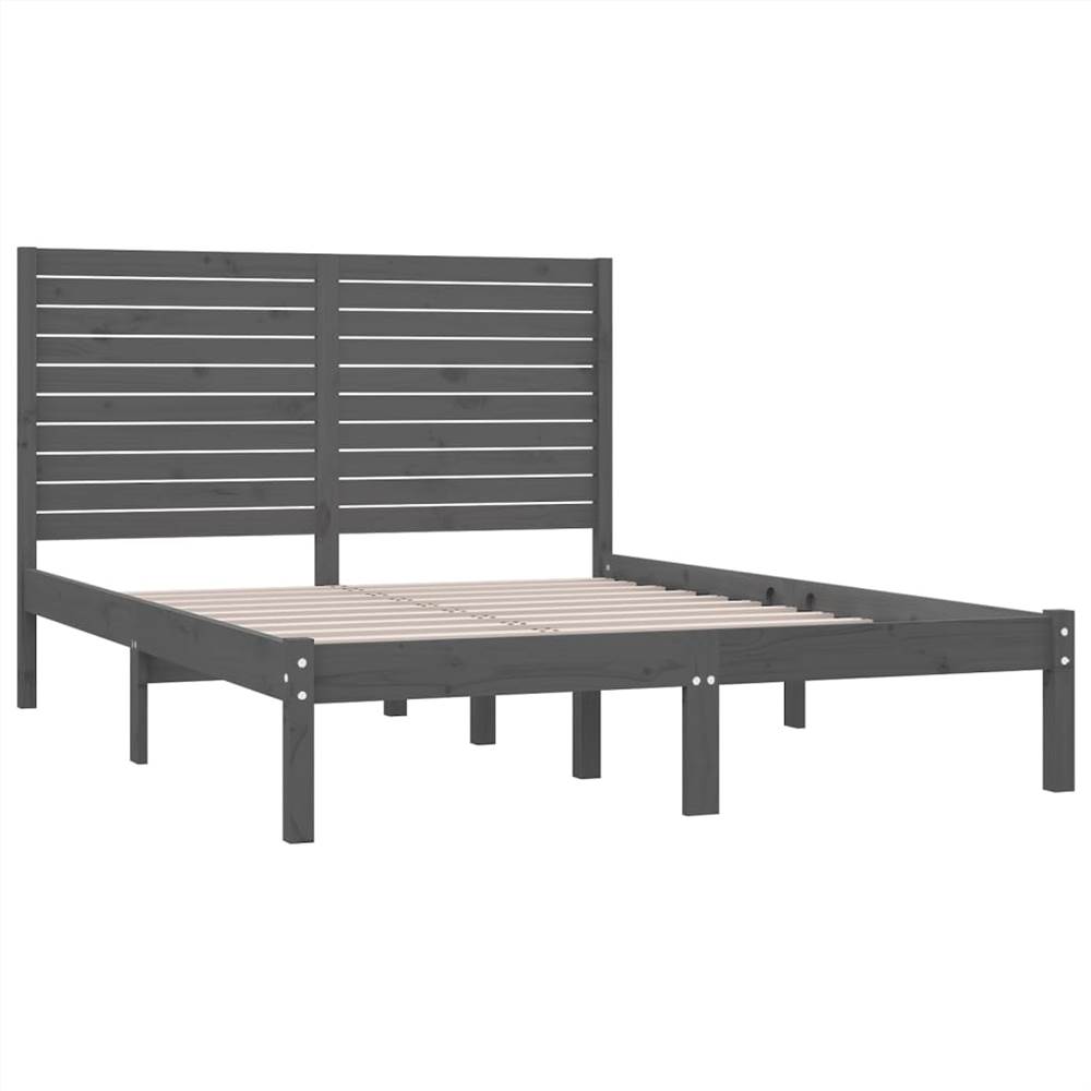 Bed Frame Grey Solid Wood 140x200 cm