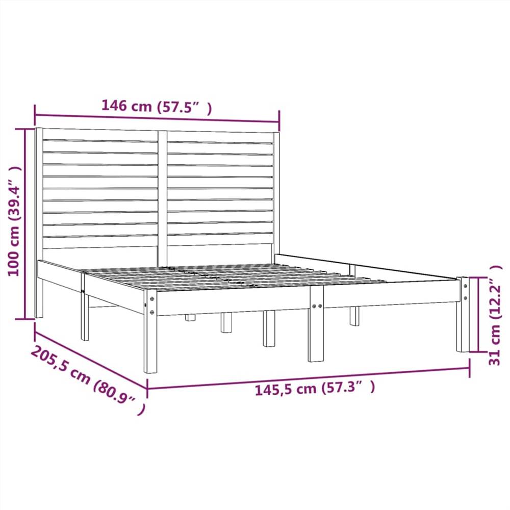 Bed Frame Grey Solid Wood 140x200 cm
