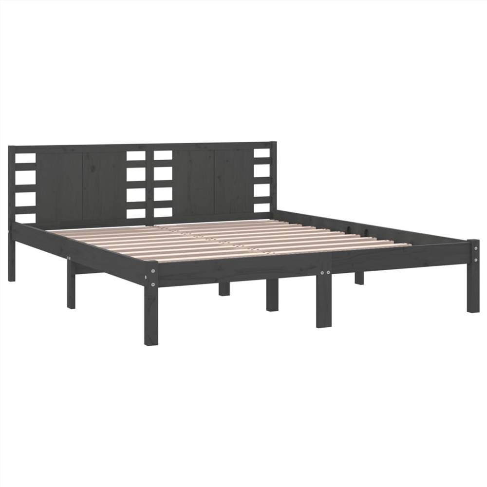 Bed Frame Grey Solid Wood 180x200 cm 6FT Super King