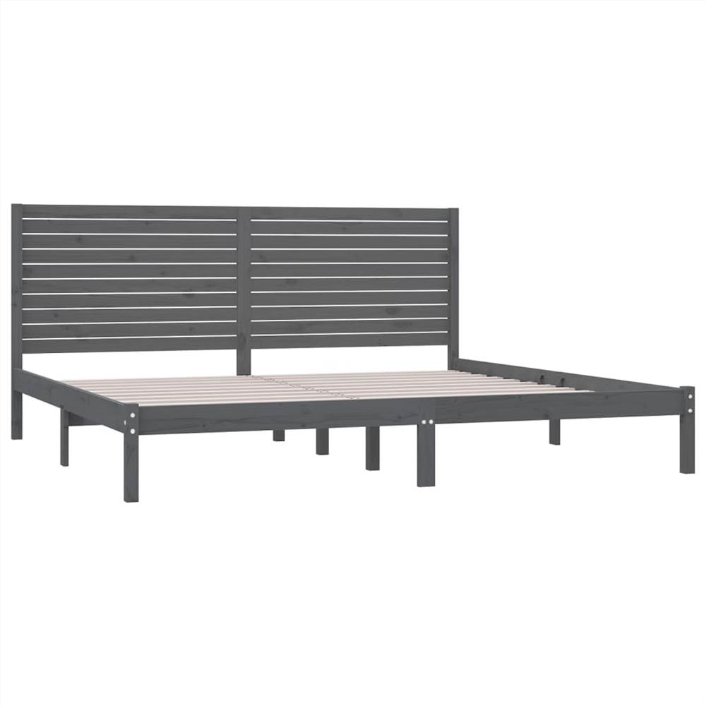 Bed Frame Grey Solid Wood 200x200 Cm 9 Bed Frame Grey Solid Wood 200x200 cm