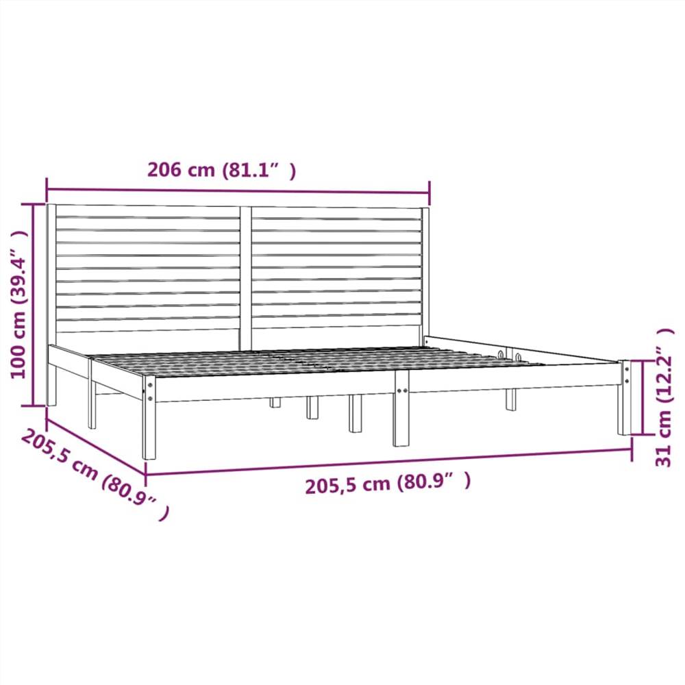 Bed Frame Grey Solid Wood 200x200 cm