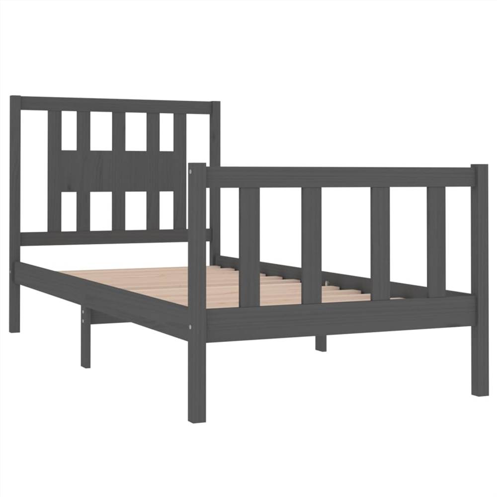 Bed Frame Grey Solid Wood 90x190 Cm 3FT Single 9 Bed Frame Grey Solid Wood 90x190 cm 3FT Single