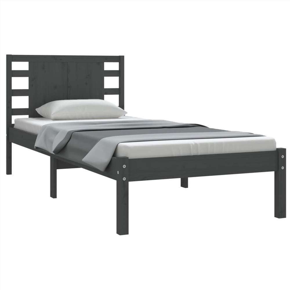 Bed Frame Grey Solid Wood Pine 100x200 Cm 8 Bed Frame Grey Solid Wood Pine 100x200 cm