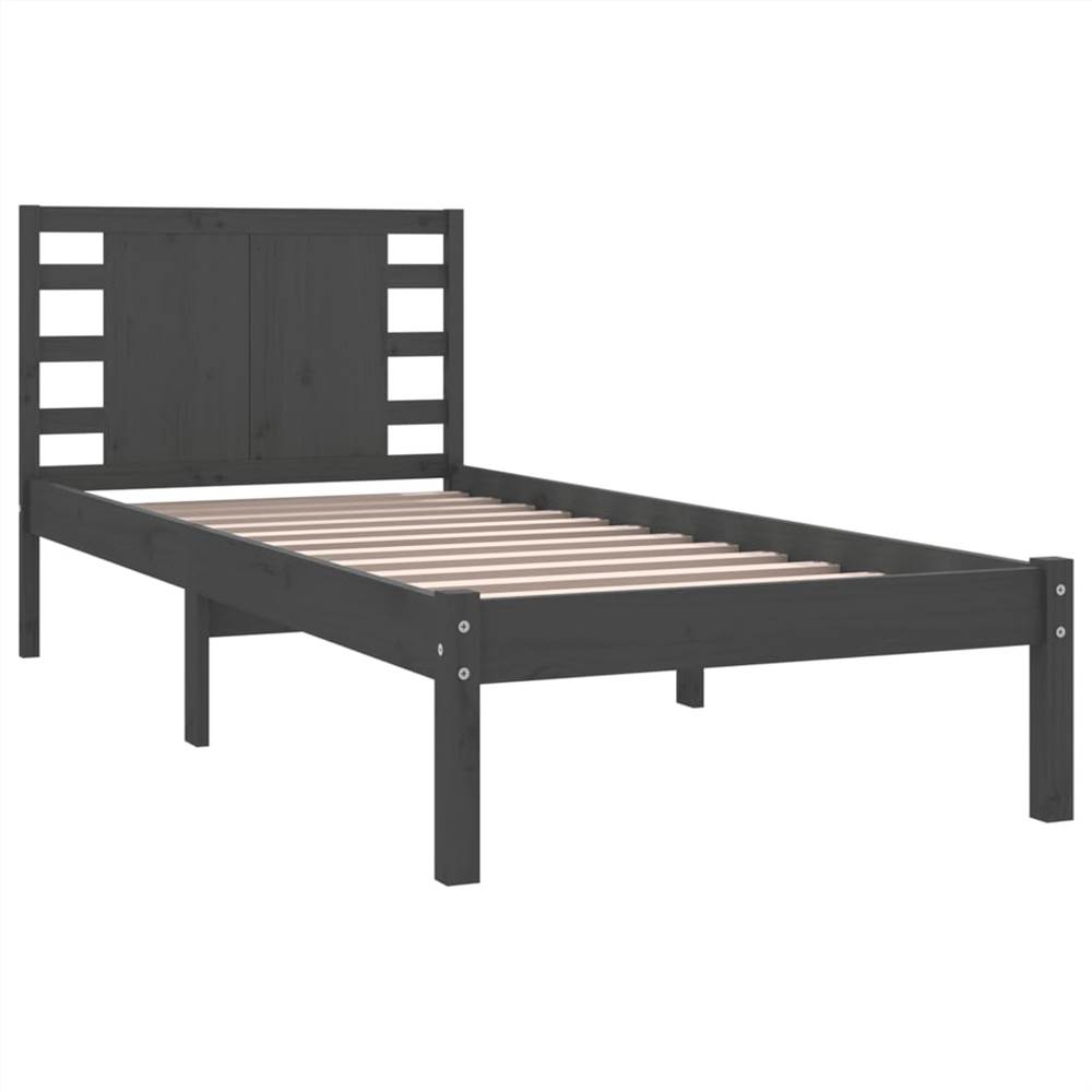Bed Frame Grey Solid Wood Pine 100x200 Cm 9 Bed Frame Grey Solid Wood Pine 100x200 cm