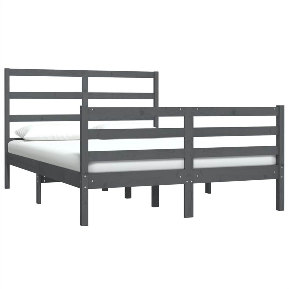 Bed Frame Grey Solid Wood Pine 120x190 Cm 4FT Small Double 8 Bed Frame Grey Solid Wood Pine 120x190 cm 4FT Small Double
