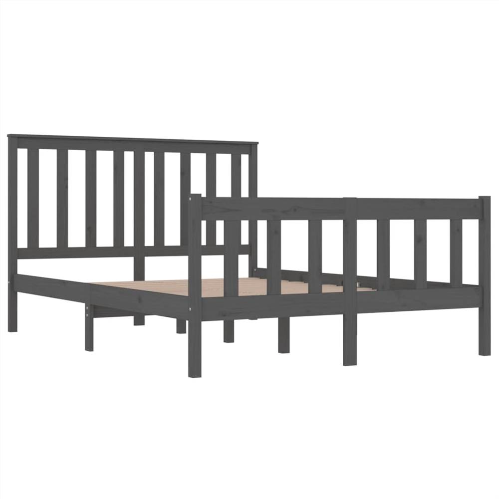 Bed Frame Grey Solid Wood Pine 120x190 Cm 4FT Small Double 9 Bed Frame Grey Solid Wood Pine 120x190 cm 4FT Small Double