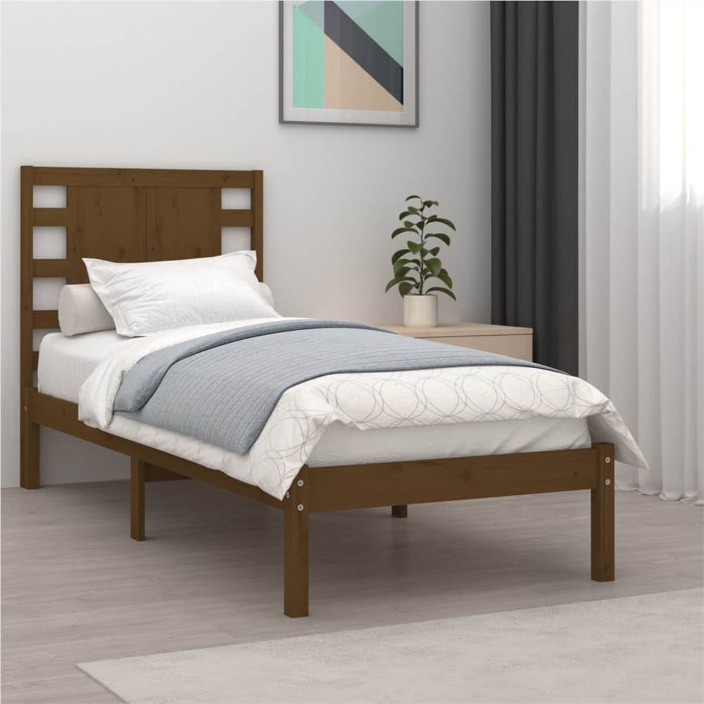 

Bed Frame Honey Brown Solid Wood 75x190 cm 2FT6 Small Single