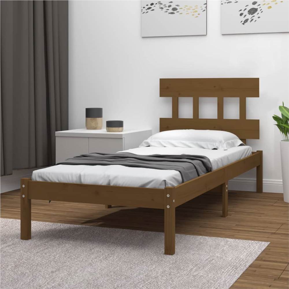 

Bed Frame Honey Brown Solid Wood 90x190 cm 3FT6 Single