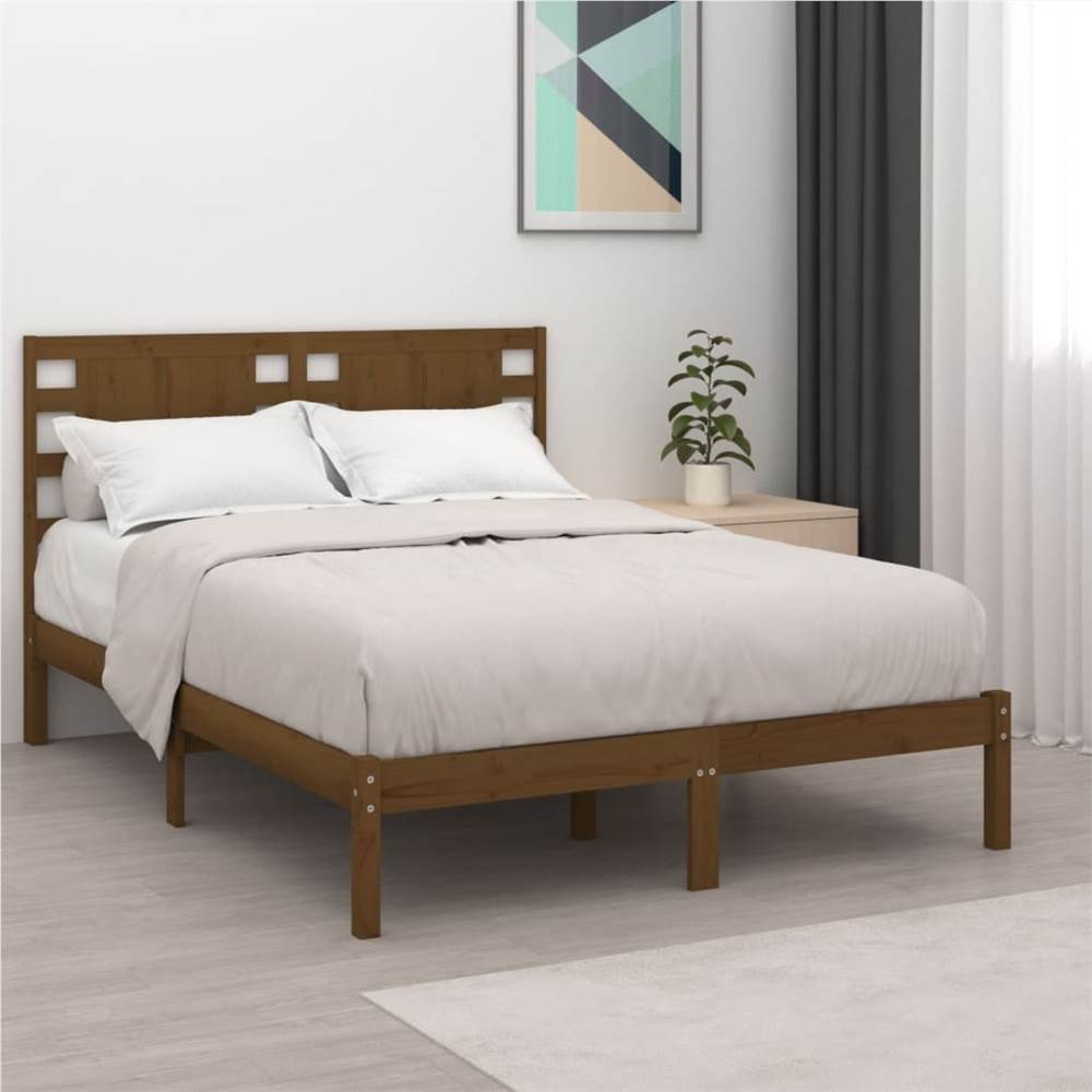 

Bed Frame Honey Brown Solid Wood Pine 140x190 cm