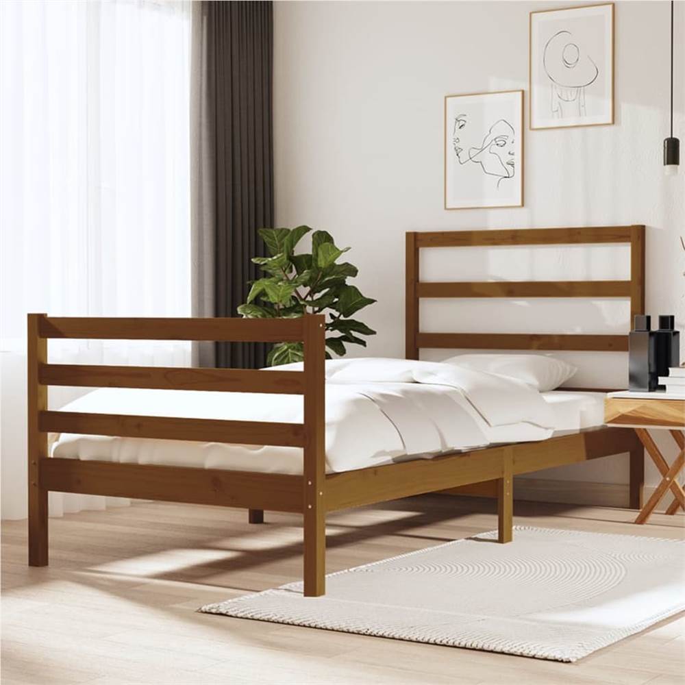 

Bed Frame Honey Brown Solid Wood Pine 90x190 cm 3FT Single