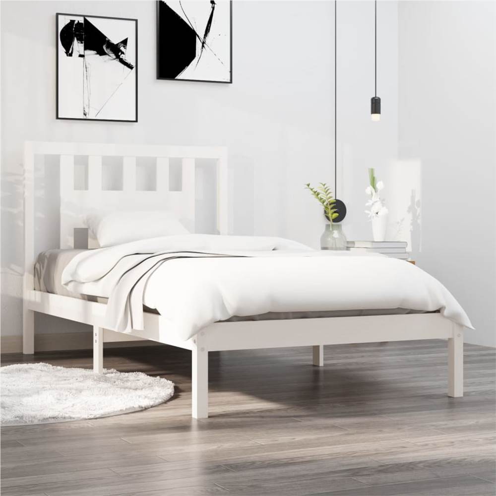 

Bed Frame White Solid Wood Pine 100x200 cm