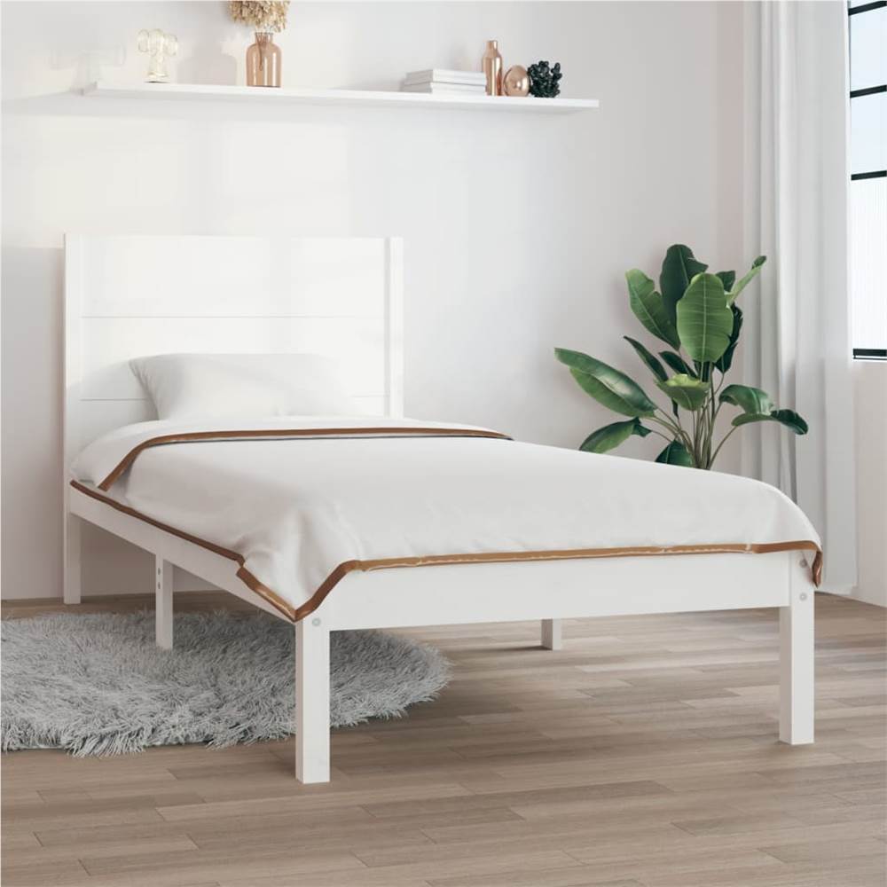 

Bed Frame White Solid Wood Pine 100x200 cm
