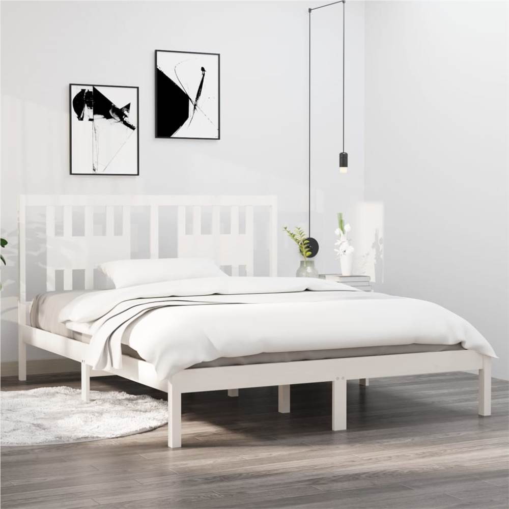 

Bed Frame White Solid Wood Pine 140x200 cm