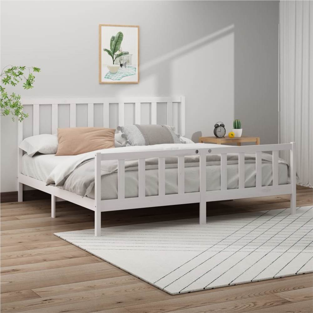 

Bed Frame White Solid Wood Pine 200x200 cm