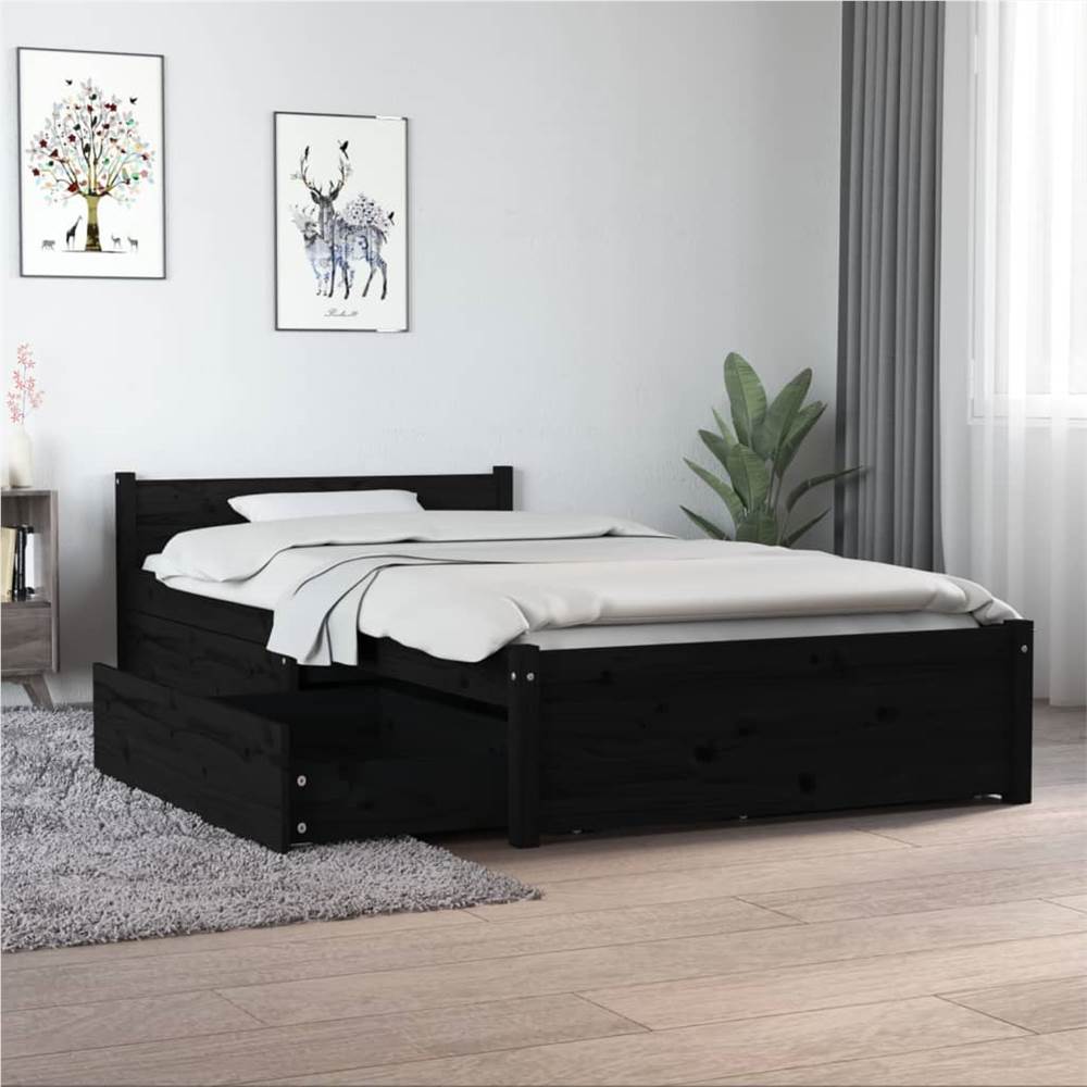 

Bed Frame with Drawers Black 90x190 cm 3FT Single