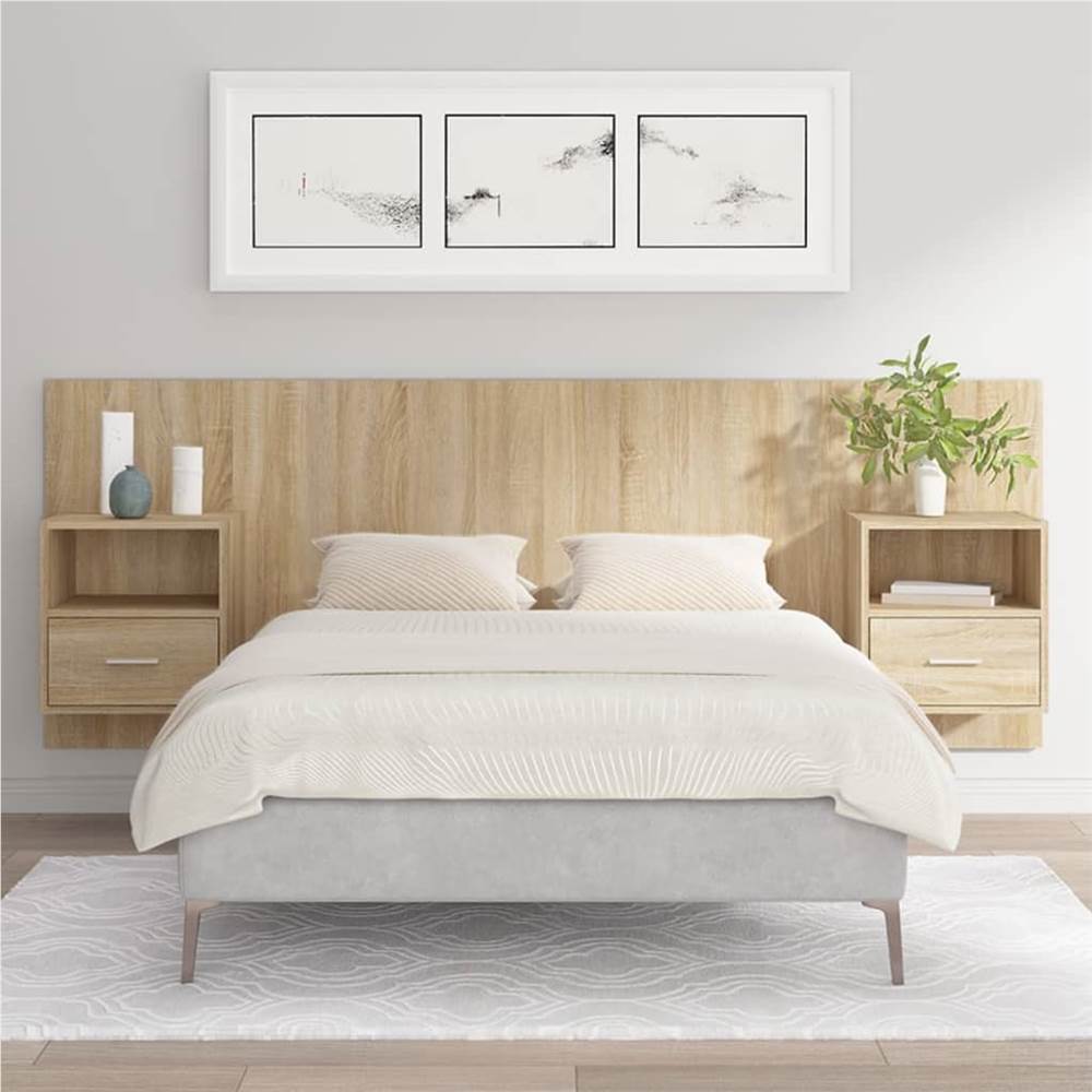 

Bed Headboard with Cabinets Sonoma Oak Engineered Wood