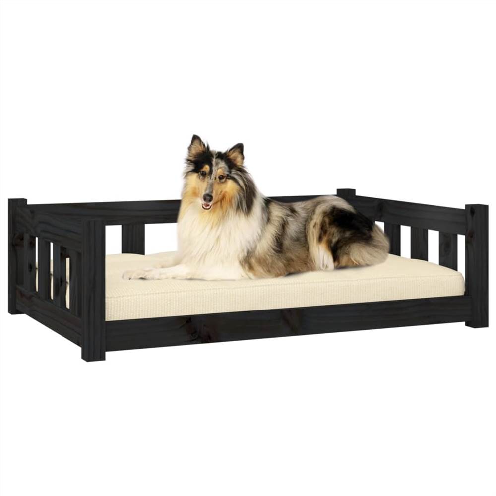 Dog Bed Black 95.5x65.5x28 cm Solid Wood Pine