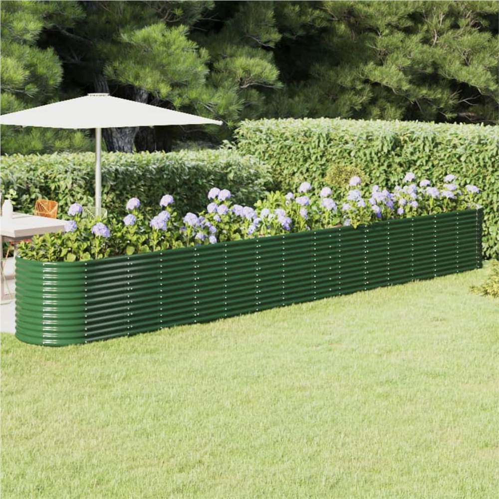 Garden Planter Powder-coated Steel 620x80x68 cm Green