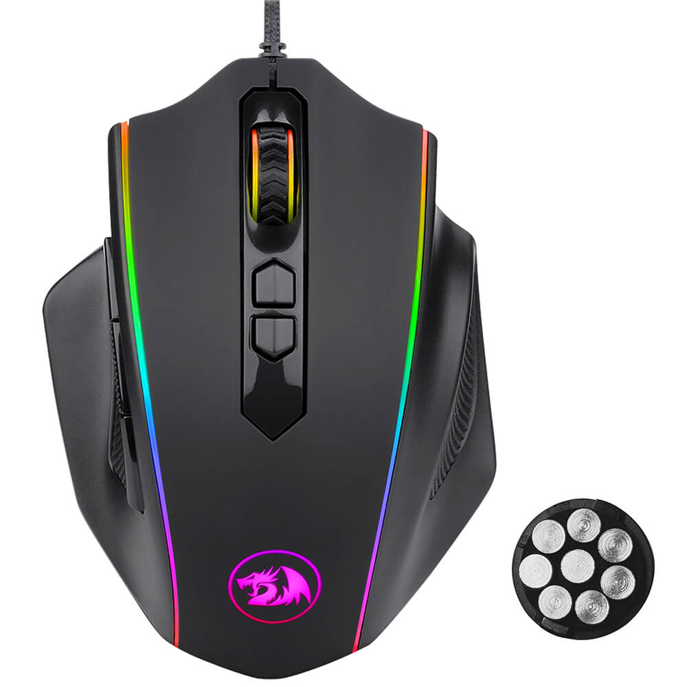 Redragon M720-RGB Vampire Wired Gaming Mouse, 10000 DPI, 7 κουμπιά προγραμματιζόμενα, ενσωματωμένη ρύθμιση βάρους - Μαύρο