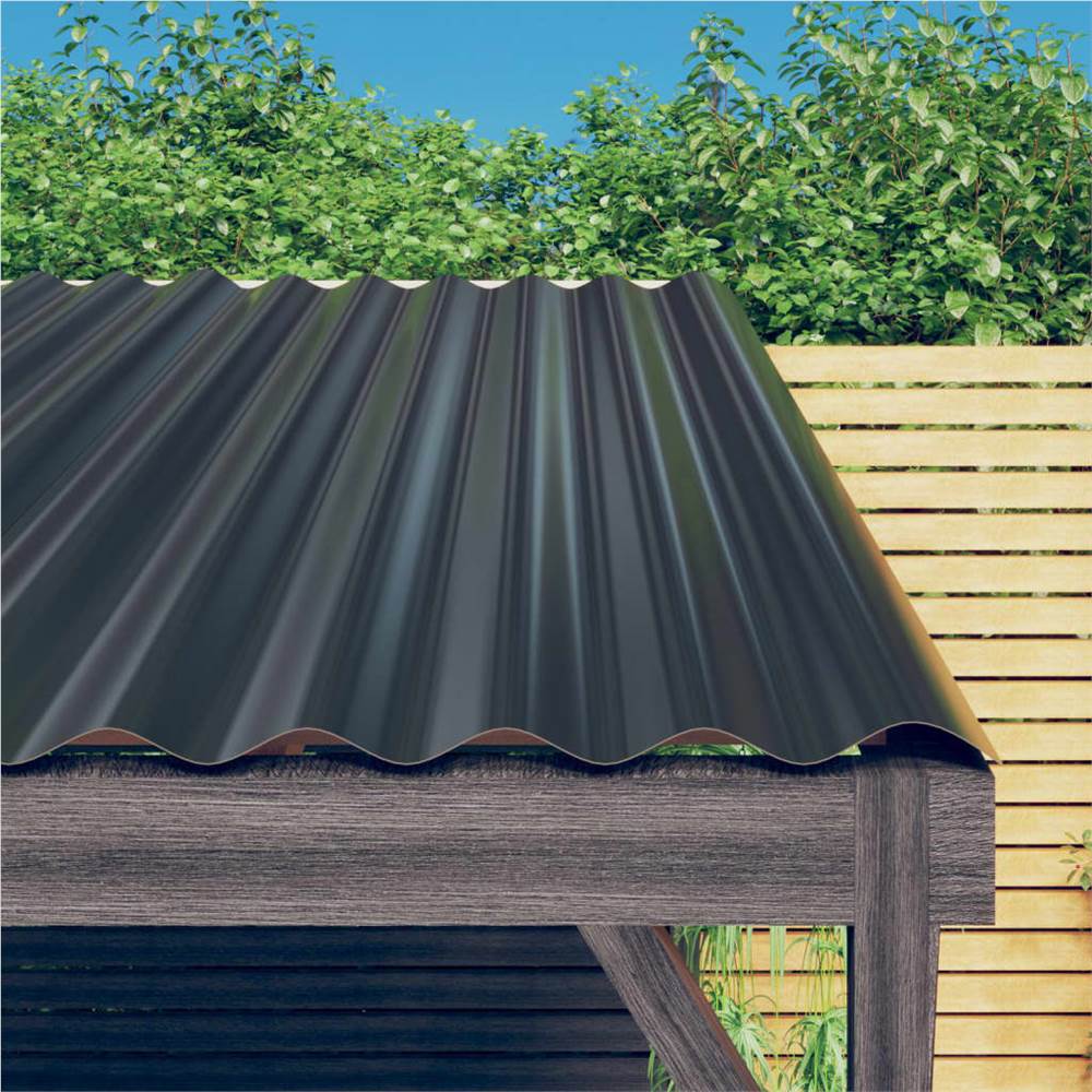 Roof Panels 12 pcs Powder-coated Steel Anthracite 60x36 cm