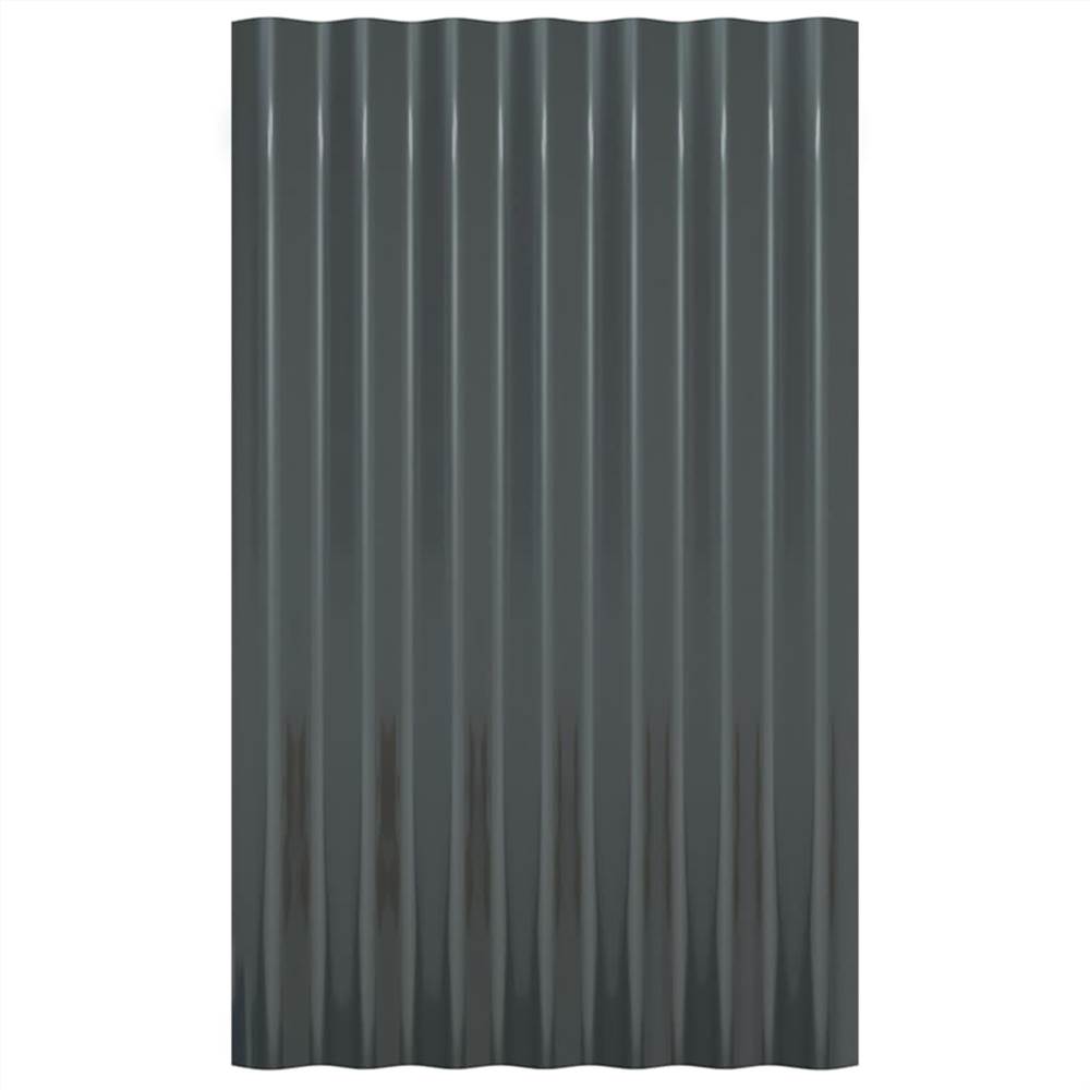 Roof Panels 12 pcs Powder-coated Steel Anthracite 60x36 cm