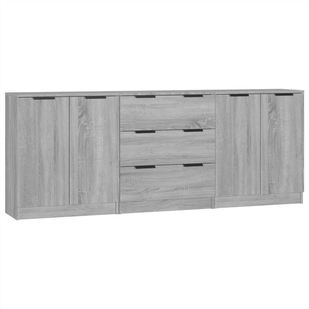 3 Piece Sideboards Grey Sonama Engineered Wood