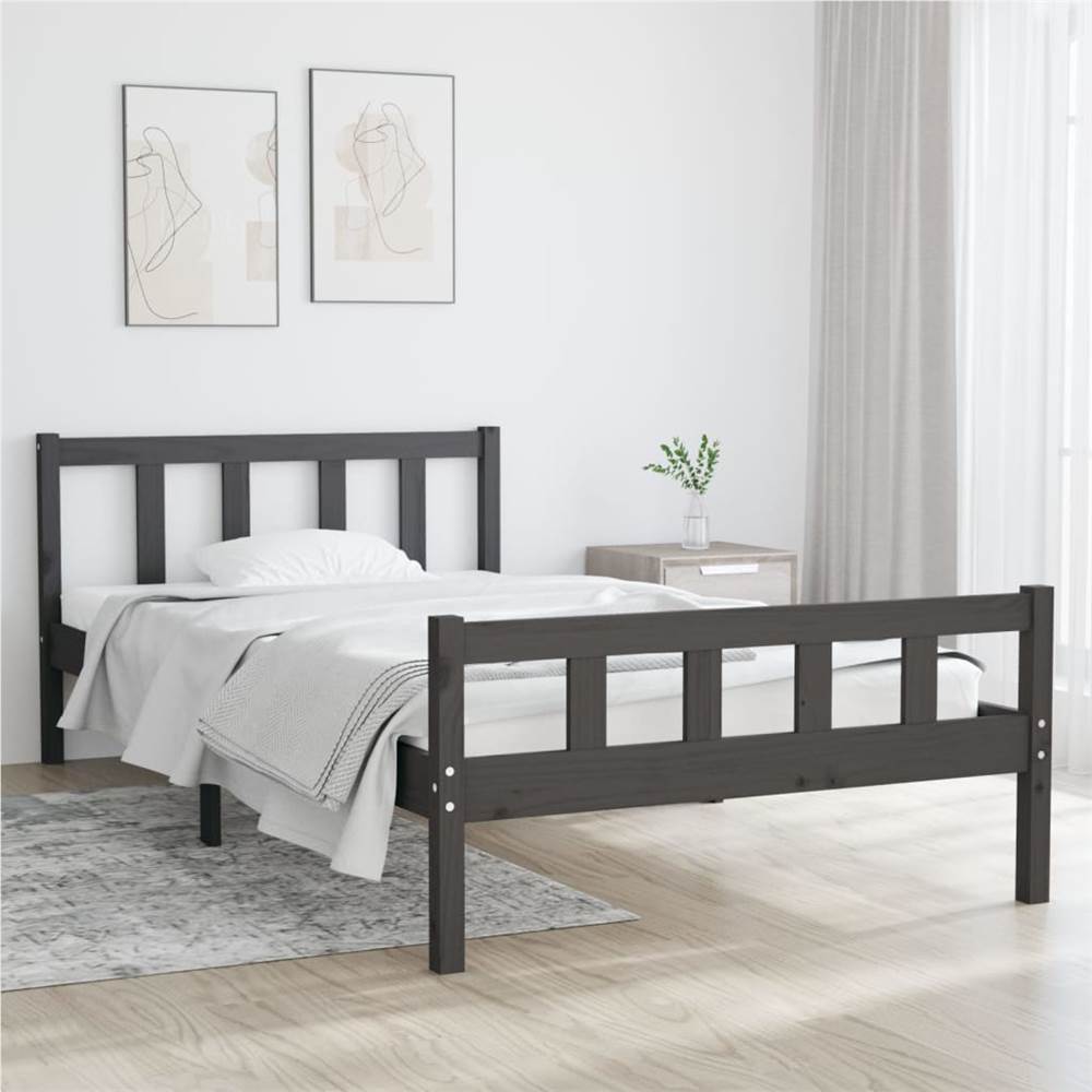 

Bed Frame Grey Solid Wood 100x200 cm
