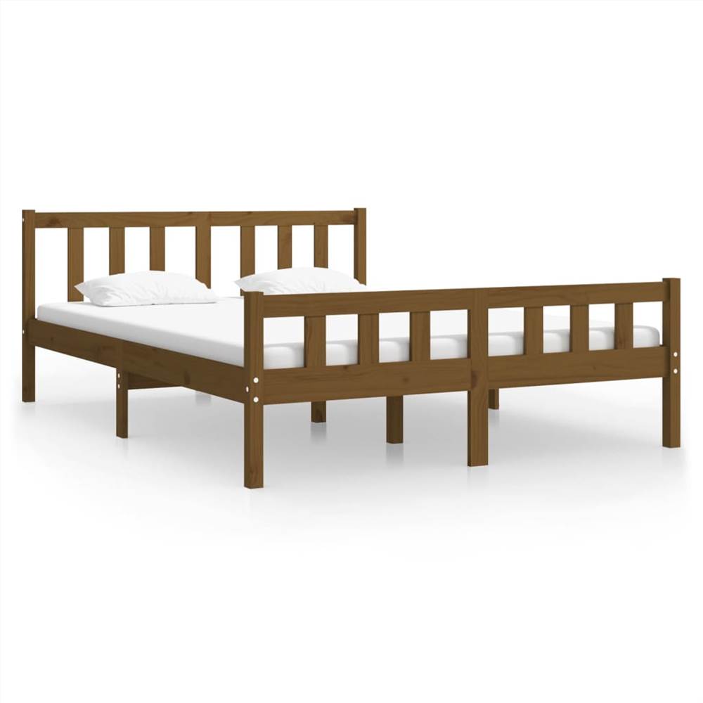 Bed Frame Honey Brown Solid Wood 135x190 Cm 4FT6 Double 7 Bed Frame Honey Brown Solid Wood 135x190 cm 4FT6 Double