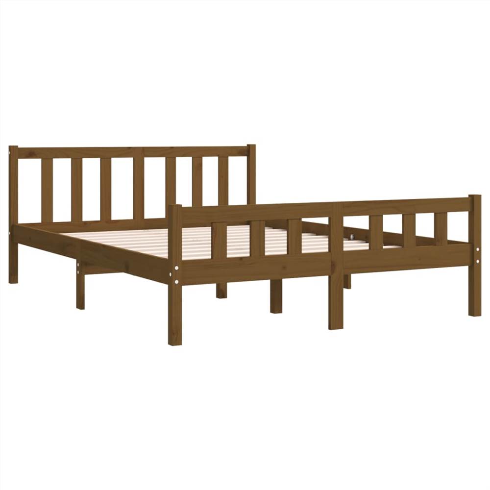 Bed Frame Honey Brown Solid Wood 135x190 Cm 4FT6 Double 9 Bed Frame Honey Brown Solid Wood 135x190 cm 4FT6 Double