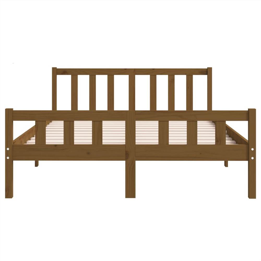 Bed Frame Honey Brown Solid Wood 135x190 Cm 4FT6 Double 10 Bed Frame Honey Brown Solid Wood 135x190 cm 4FT6 Double