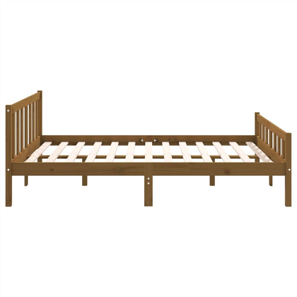 Bed Frame Honey Brown Solid Wood 135x190 Cm 4FT6 Double 11 Bed Frame Honey Brown Solid Wood 135x190 cm 4FT6 Double