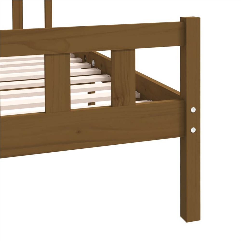 Bed Frame Honey Brown Solid Wood 135x190 Cm 4FT6 Double 12 Bed Frame Honey Brown Solid Wood 135x190 cm 4FT6 Double