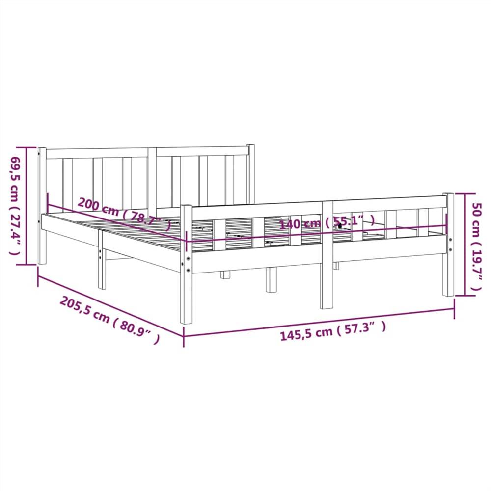 Bed Frame White Solid Wood 140x200 cm