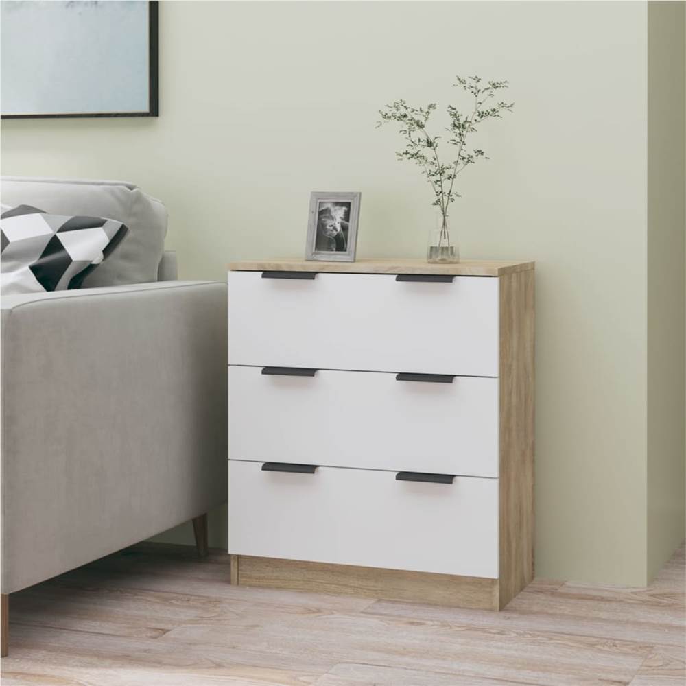 Sideboard White and Sonoma Oak 60x30x70 cm Engineered Wood