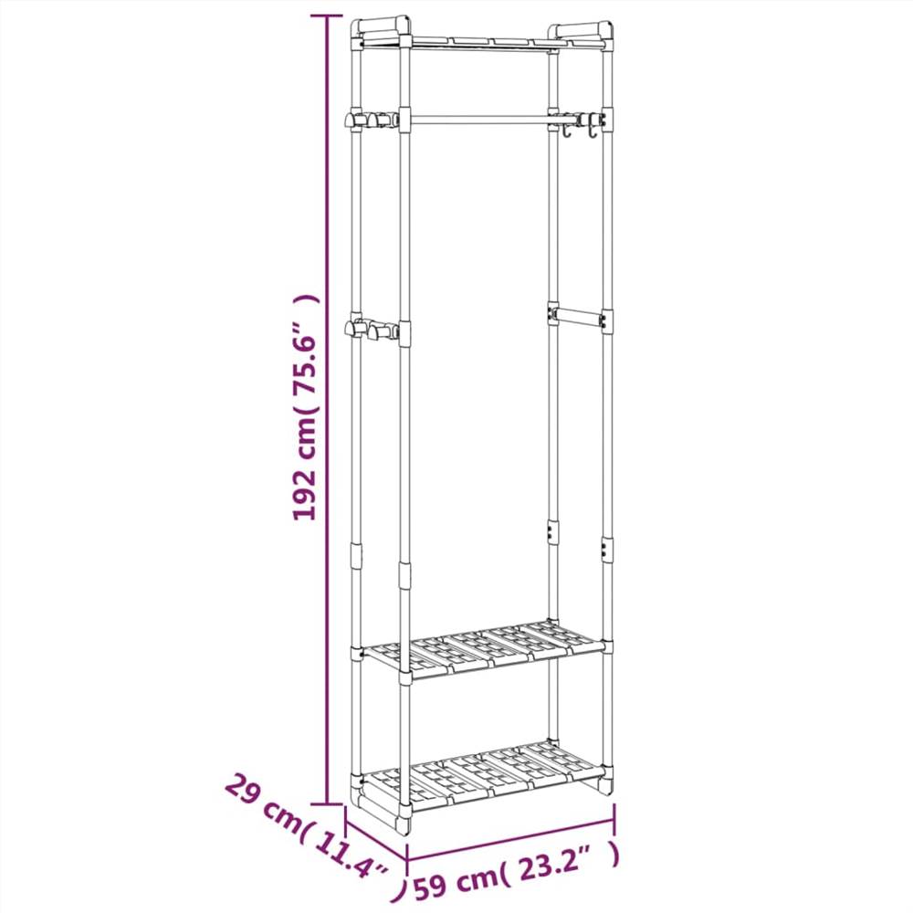 3-Tier Clothes Rack Silver 59x29x192 cm Aluminium