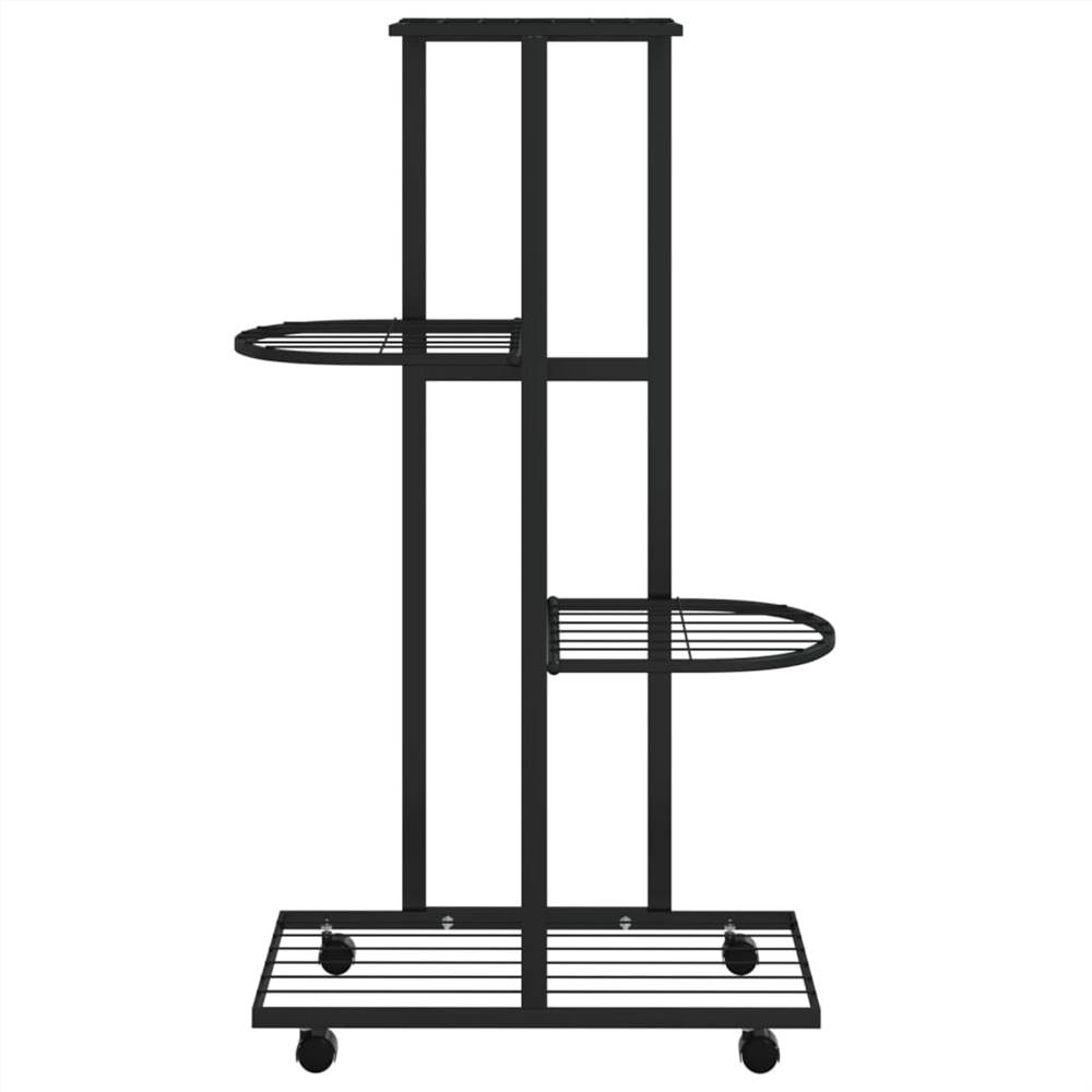 4Floor Flower Stand with Wheels 44x23x80 cm Black Iron