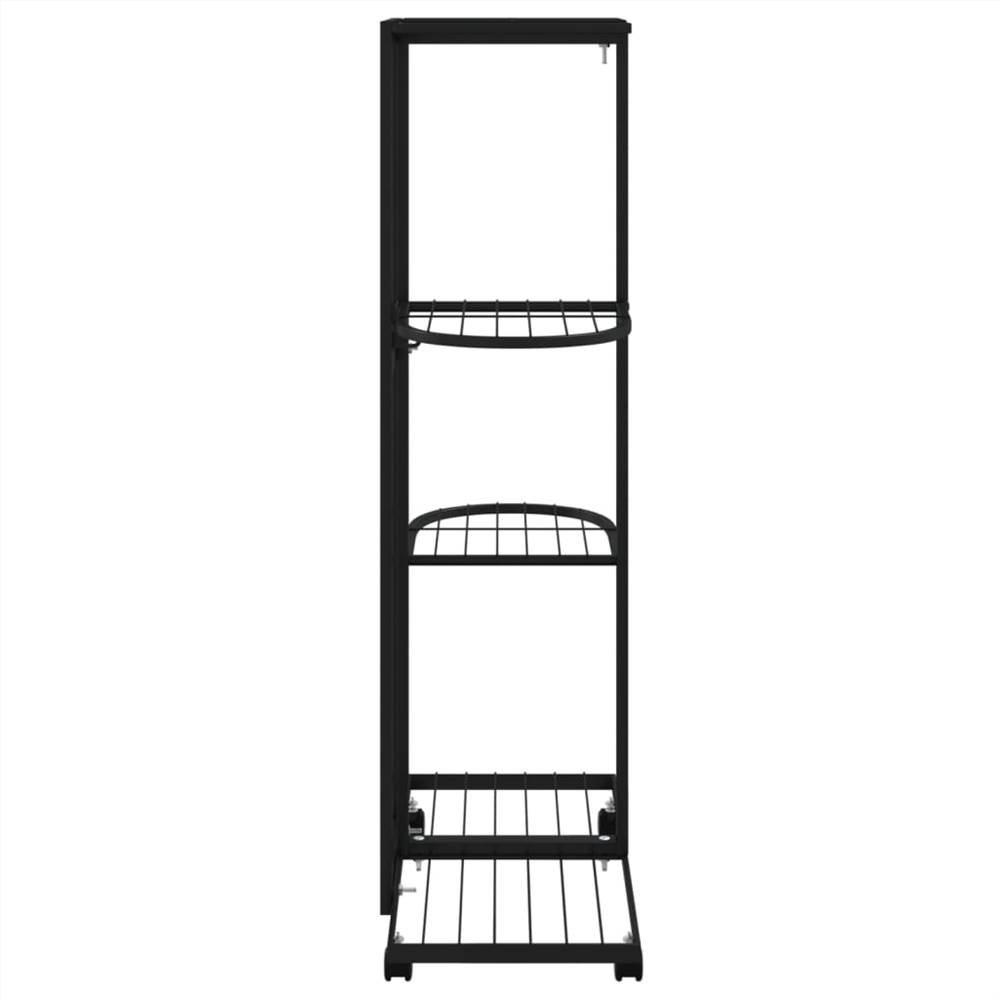 4Floor Flower Stand with Wheels 44x23x80 cm Black Iron