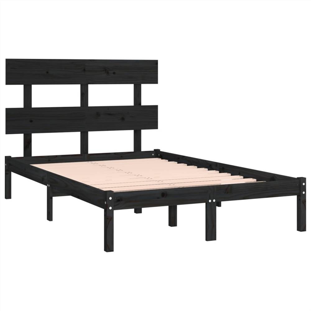 Bed Frame Black Solid Wood 120x190 Cm 4FT Small Double 9 Bed Frame Black Solid Wood 120x190 cm 4FT Small Double