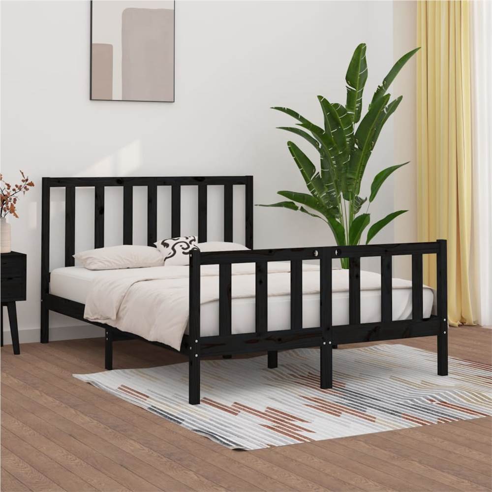 

Bed Frame Black Solid Wood 120x190 cm 4FT Small Double