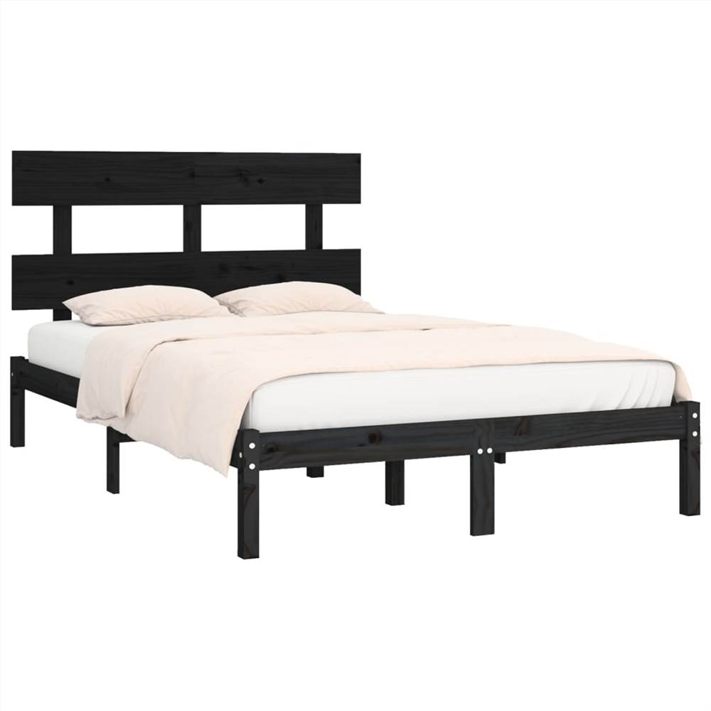 Bed Frame Black Solid Wood 180x200 cm 6FT Super King