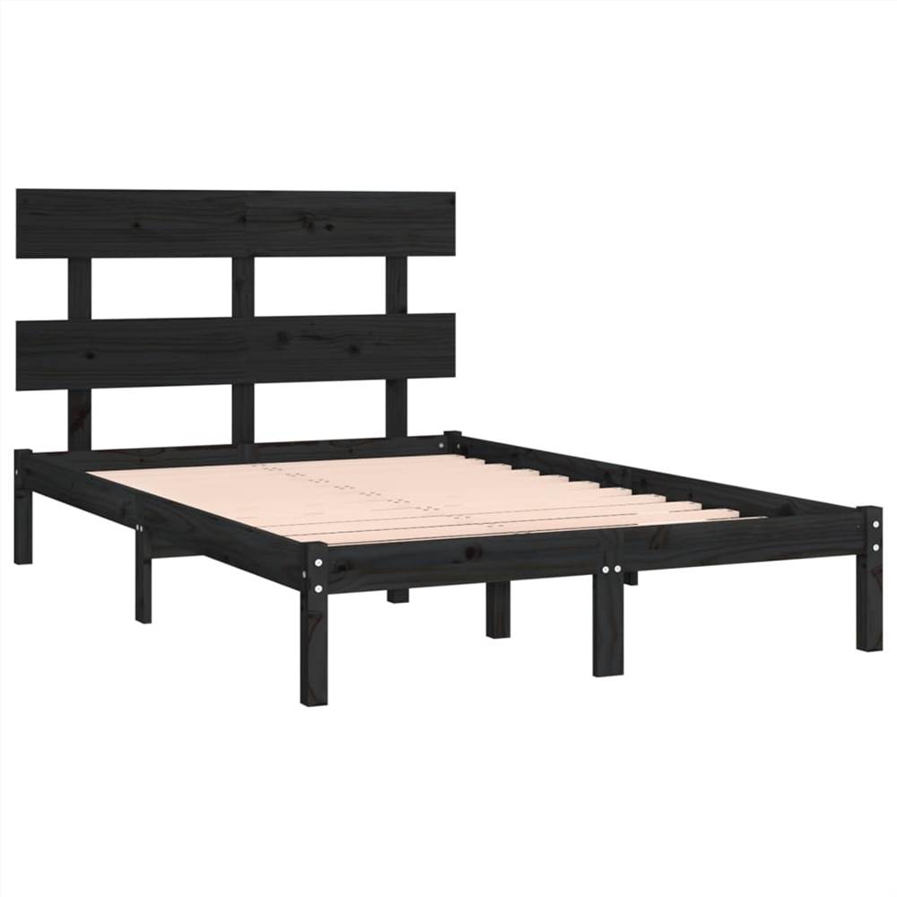 Bed Frame Black Solid Wood 180x200 cm 6FT Super King