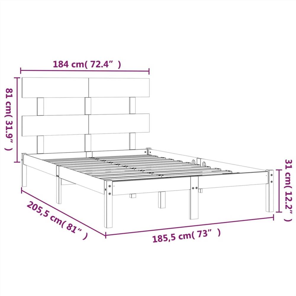 Bed Frame Black Solid Wood 180x200 cm 6FT Super King