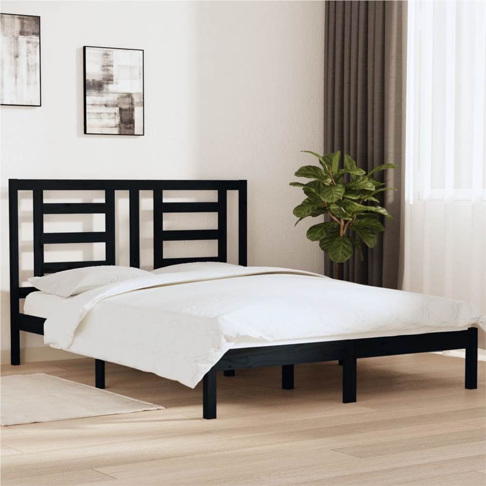 

Bed Frame Black Solid Wood Pine 160x200 cm