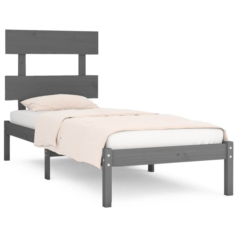 Bed Frame Grey Solid Wood 90x200 Cm 7 Bed Frame Grey Solid Wood 90x200 cm