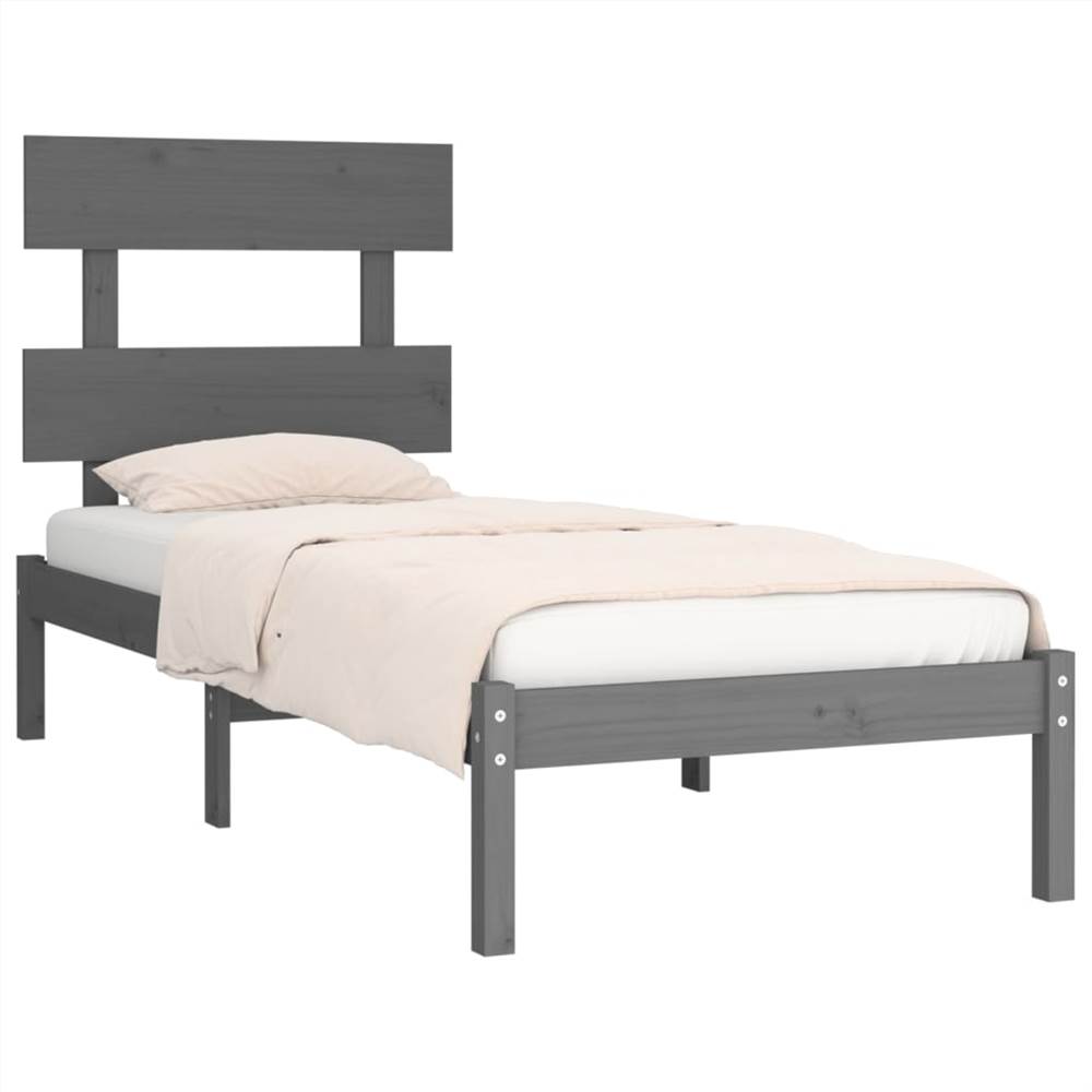 Bed Frame Grey Solid Wood 90x200 Cm 8 Bed Frame Grey Solid Wood 90x200 cm