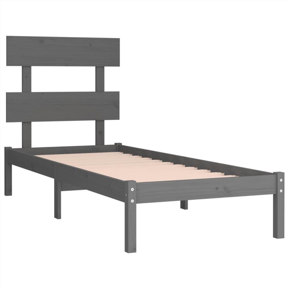 Bed Frame Grey Solid Wood 90x200 Cm 9 Bed Frame Grey Solid Wood 90x200 cm