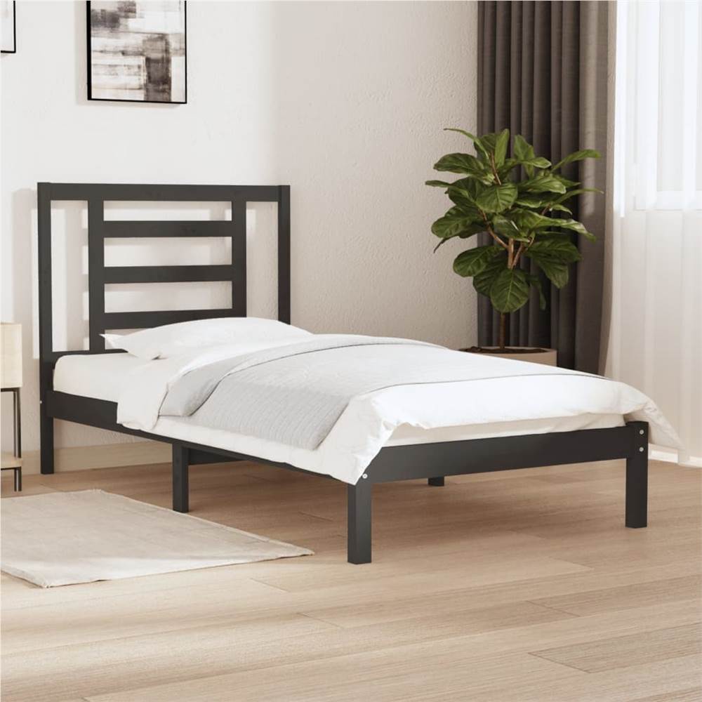

Bed Frame Grey Solid Wood Pine 100x200 cm
