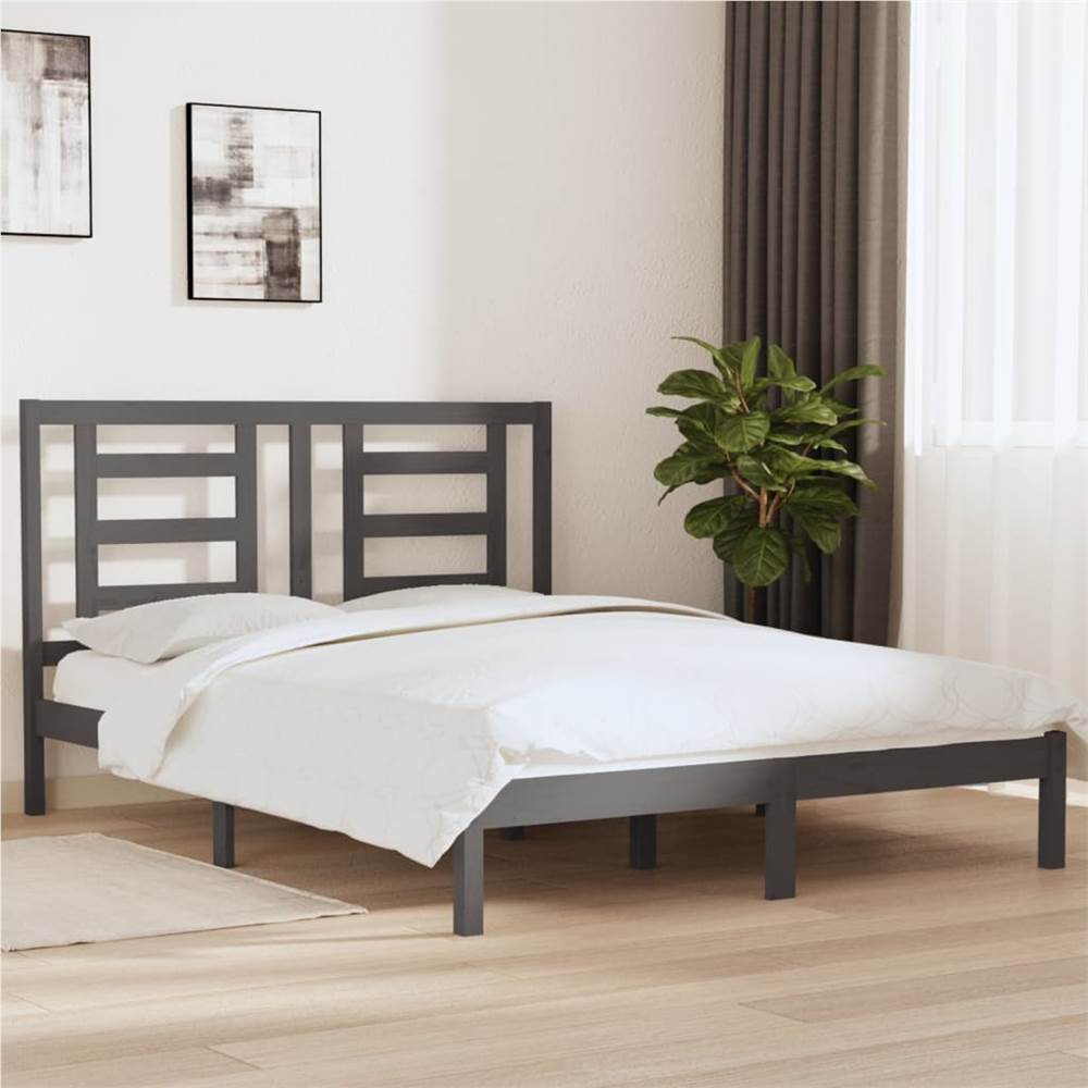 

Bed Frame Grey Solid Wood Pine 160x200 cm