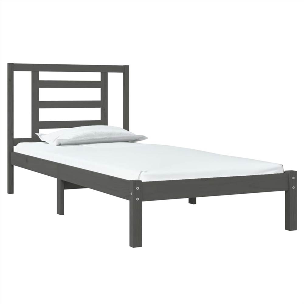 Bed Frame Grey Solid Wood Pine 90x190 Cm 3FT Single 8 Bed Frame Grey Solid Wood Pine 90x190 cm 3FT Single