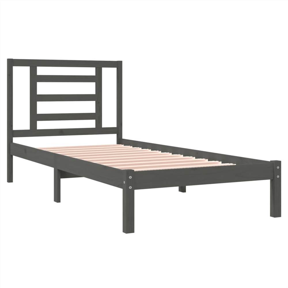 Bed Frame Grey Solid Wood Pine 90x190 Cm 3FT Single 9 Bed Frame Grey Solid Wood Pine 90x190 cm 3FT Single